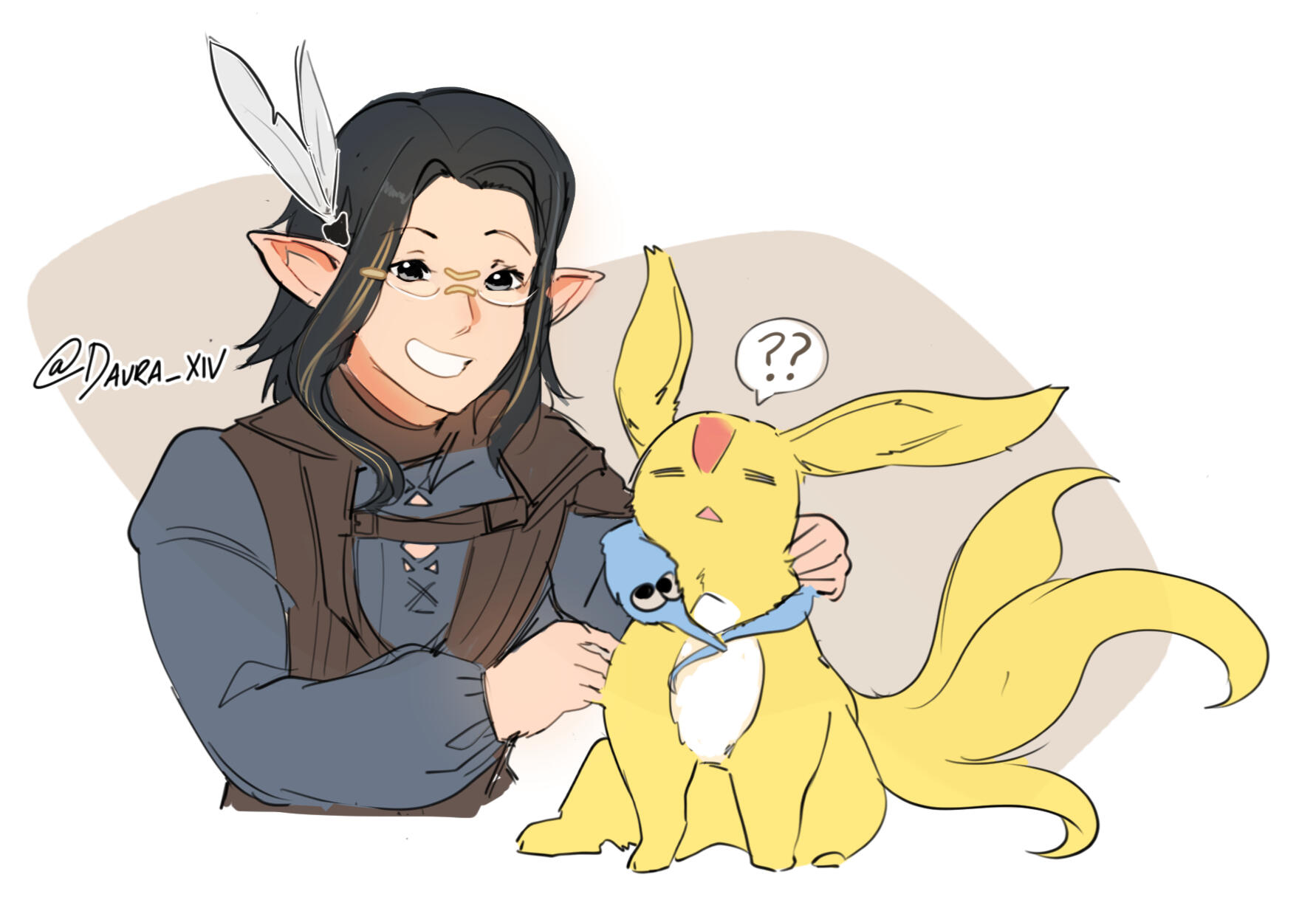 Aurelius Recueil (my WoL) & his Carbuncle, Nugget.